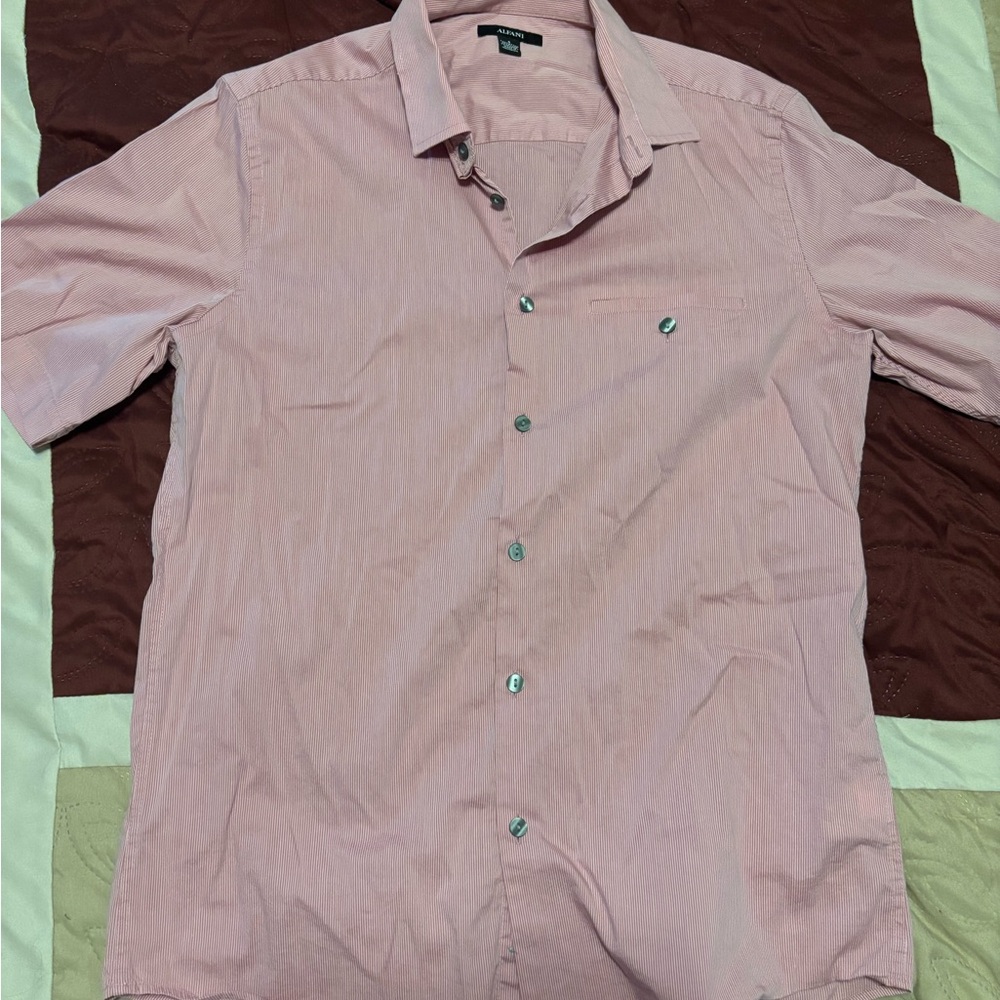 Alfani Men's Light Pink Casual Button Down Shirt - Size Small